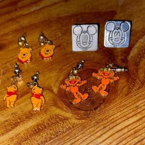 Vintage Winnie the Pooh, Mickey Mouse and Sesame Street earrings